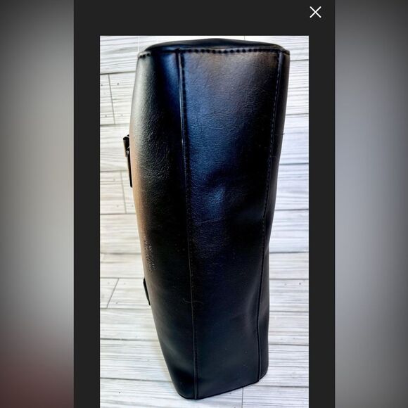 088-Simply Vera By Vera Wang Black Vegan Leather Satchel HandBag - Picture 5 of 6